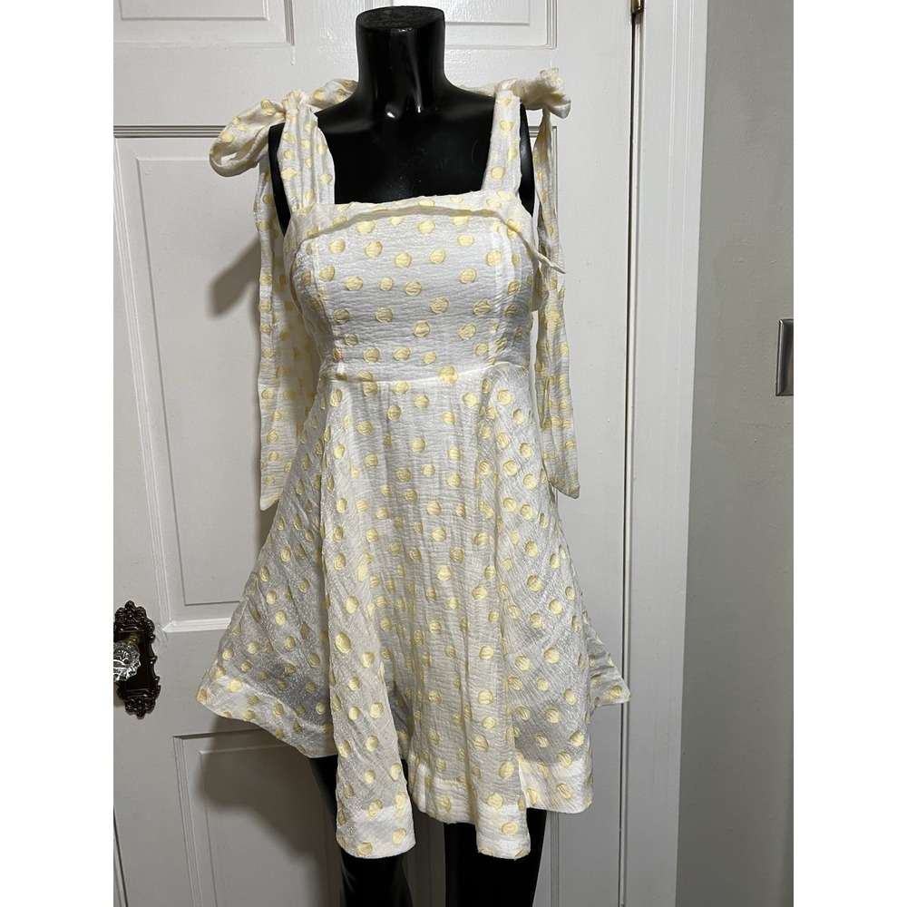 Mable Yellow Polka Dot Womens Small Dress